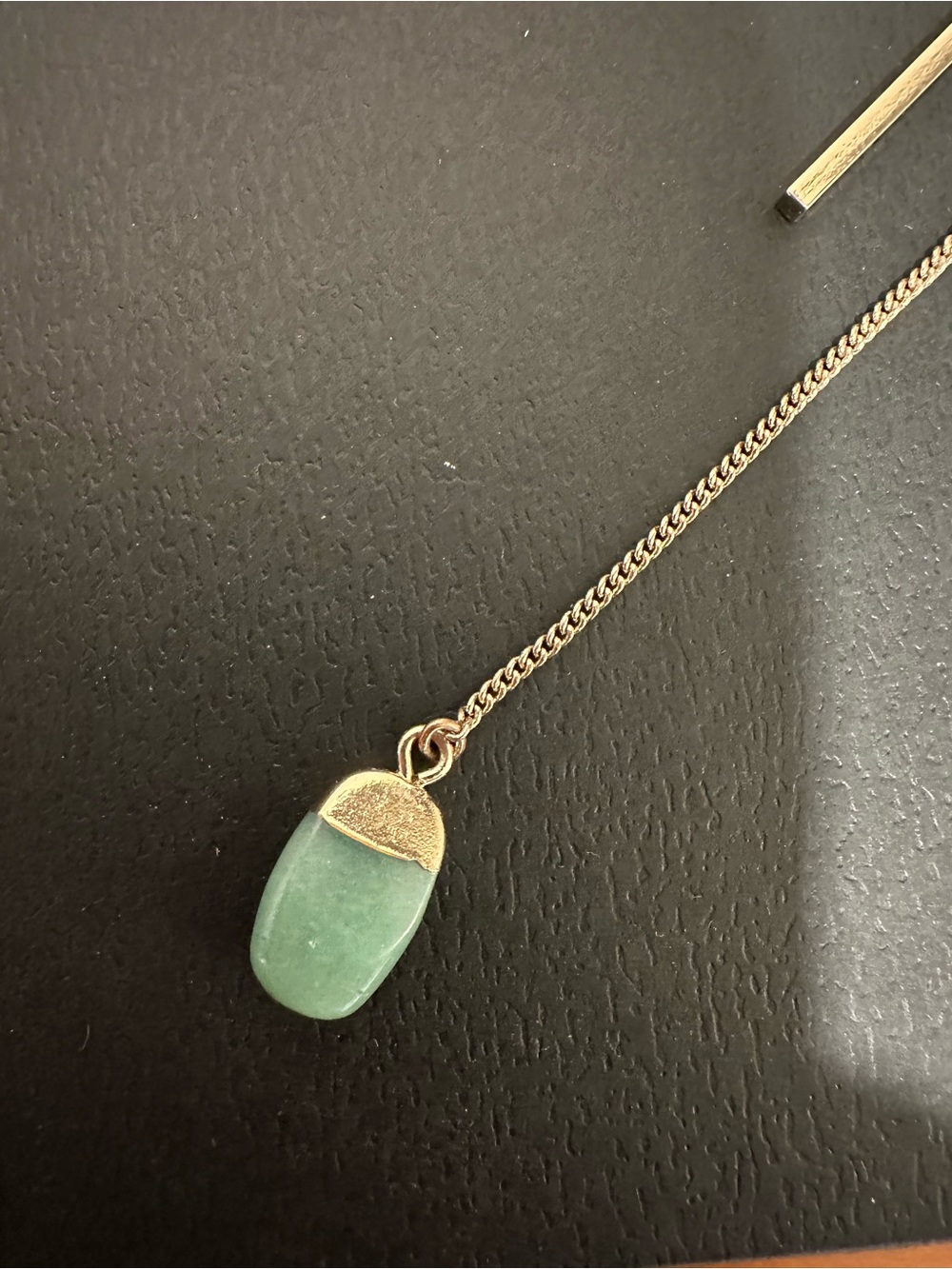 Gold-Tone Green Stone Pendant Necklace - J Crew can extent 18-21 inches long